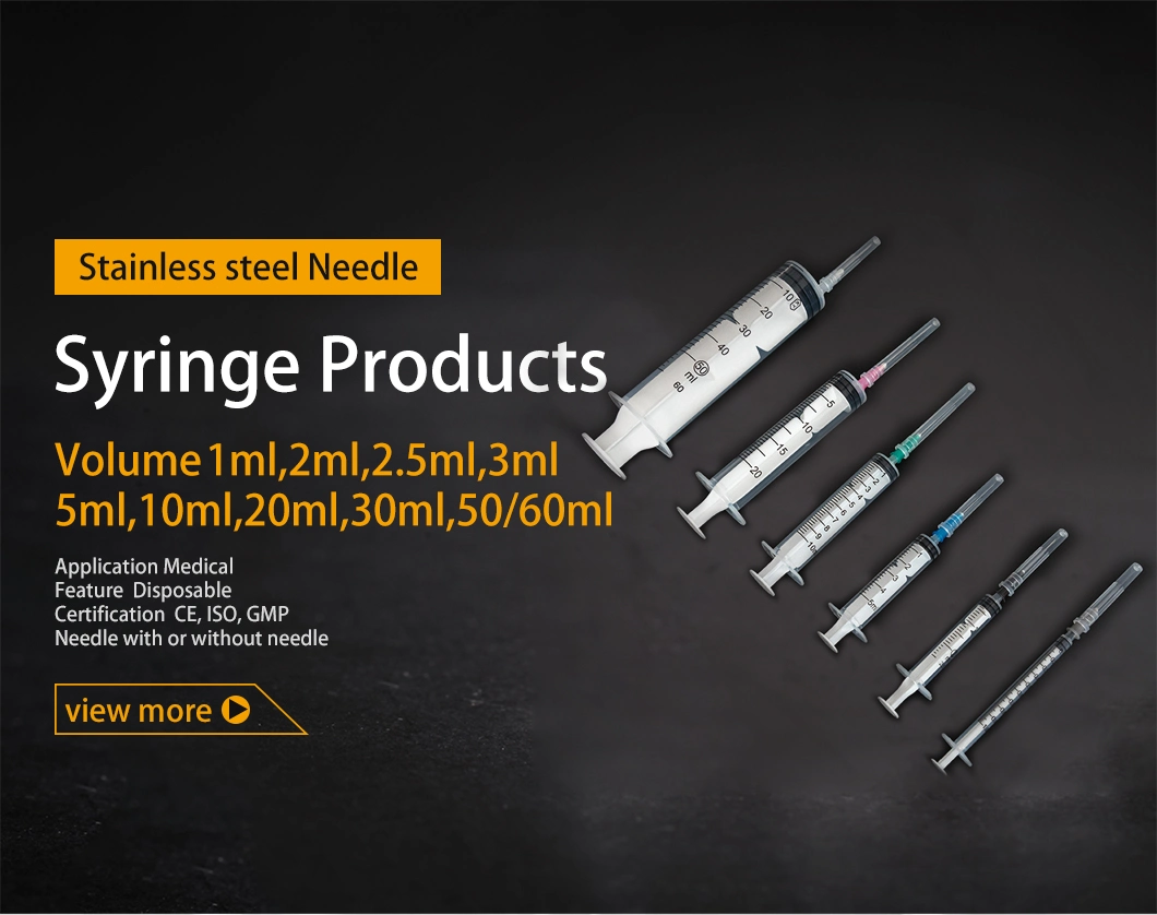 Medical Device 3-Part Disposable Plastic Injection Syringe with Needle Luer Slip or Luer Lock